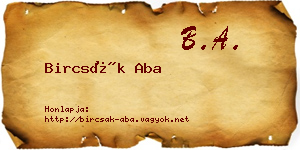 Bircsák Aba névjegykártya